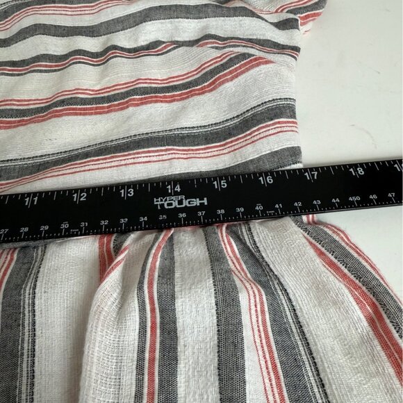 Ecowish Babydoll Pleated Dress Sz L Stripe Lightweight Linen Blend Short Length - Picture 9 of 16